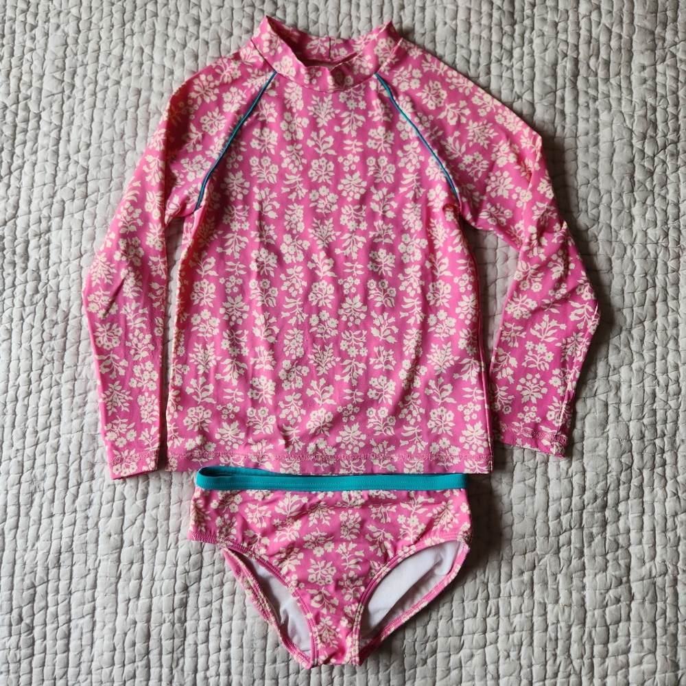 Mini Boden Rashguard Set Pink Floral 7